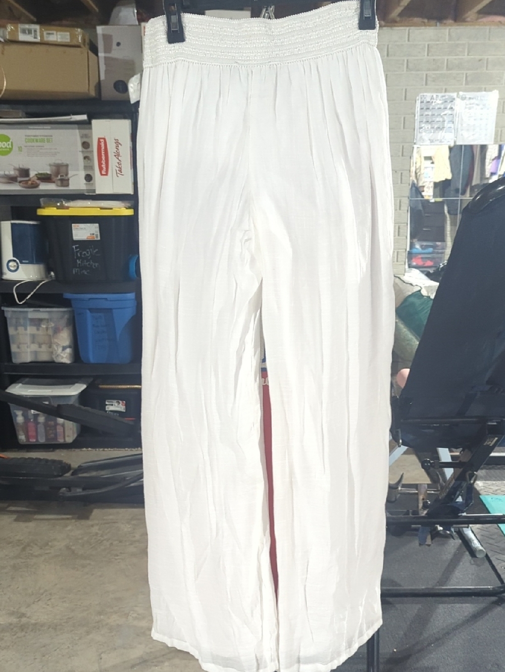 White Smocked Beachy Pants